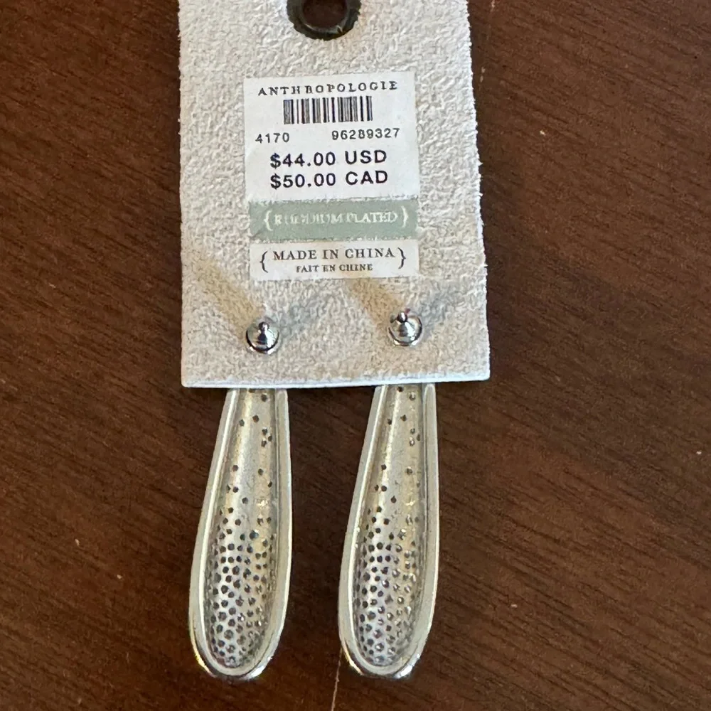 Anthropologie Pave Triangle Drop Earrings NWT Silver Neutral